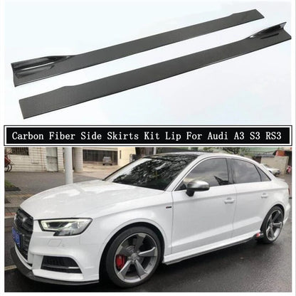 Carbon Fiber Side Body Skirts Kit Lip Splitters Trim Cover Spoiler For Audi A3 S3 RS3 2014-2021 Car Accessories