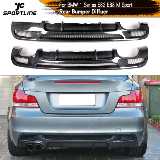 Rear Bumper Diffuser Lip Spoiler for BMW 1Series E82 E88 128i 135i M Sport 2008-2013 M Tech Coupe Convertible Carbon Fiber / FRP