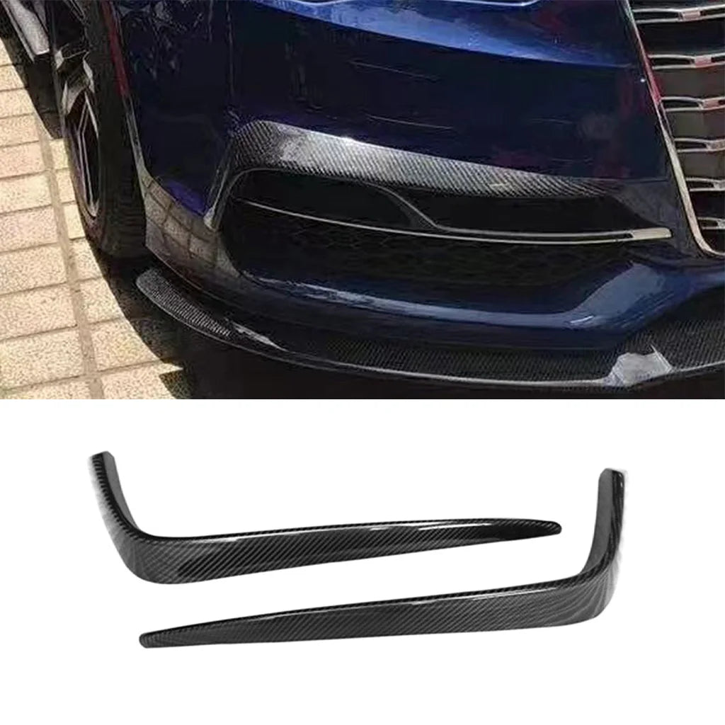 2Pcs Carbon Fiber Car Front Bumper Lip Spoiler Splitter Trim Fit For Audi A3 S3 2014 2015 2016 Car Accessories