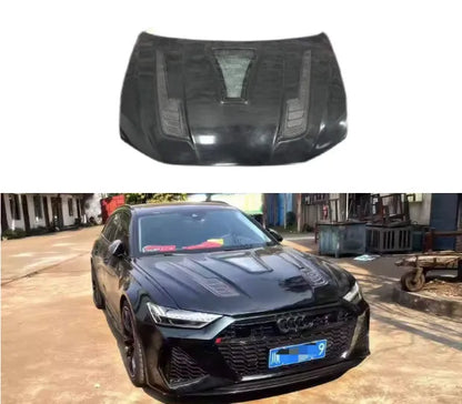 Audi C8 A6 S6 RS6 Sedan Avant Allroad 2019-2023 IMP Real Carbon Fiber Bonnet Front Engine Transparent Hood Vent Cover