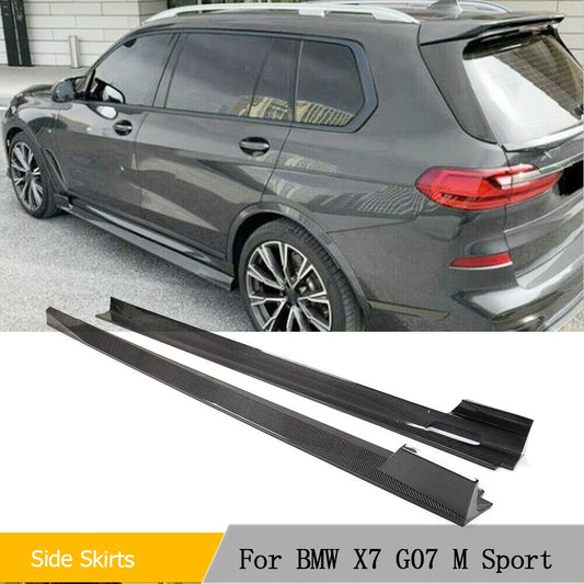 Real Carbon Fiber Side Skirts Extension Lip Panel Fit for BMW X7 G07 M-SPORT 2019-2023 Carbon Fiber Wide Body Kits FRP Black