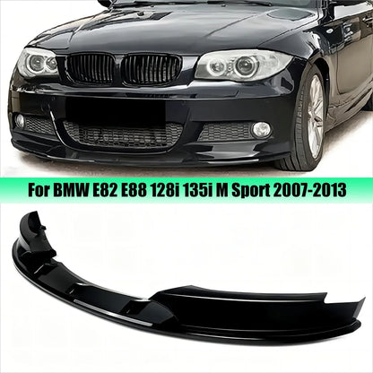 4Pcs Front Bumper Diffuser Spoiler Splitter ABS Gloss Black For BMW E82 E88 128i 135i M Sport 2007-2013 Body Kits Tuning