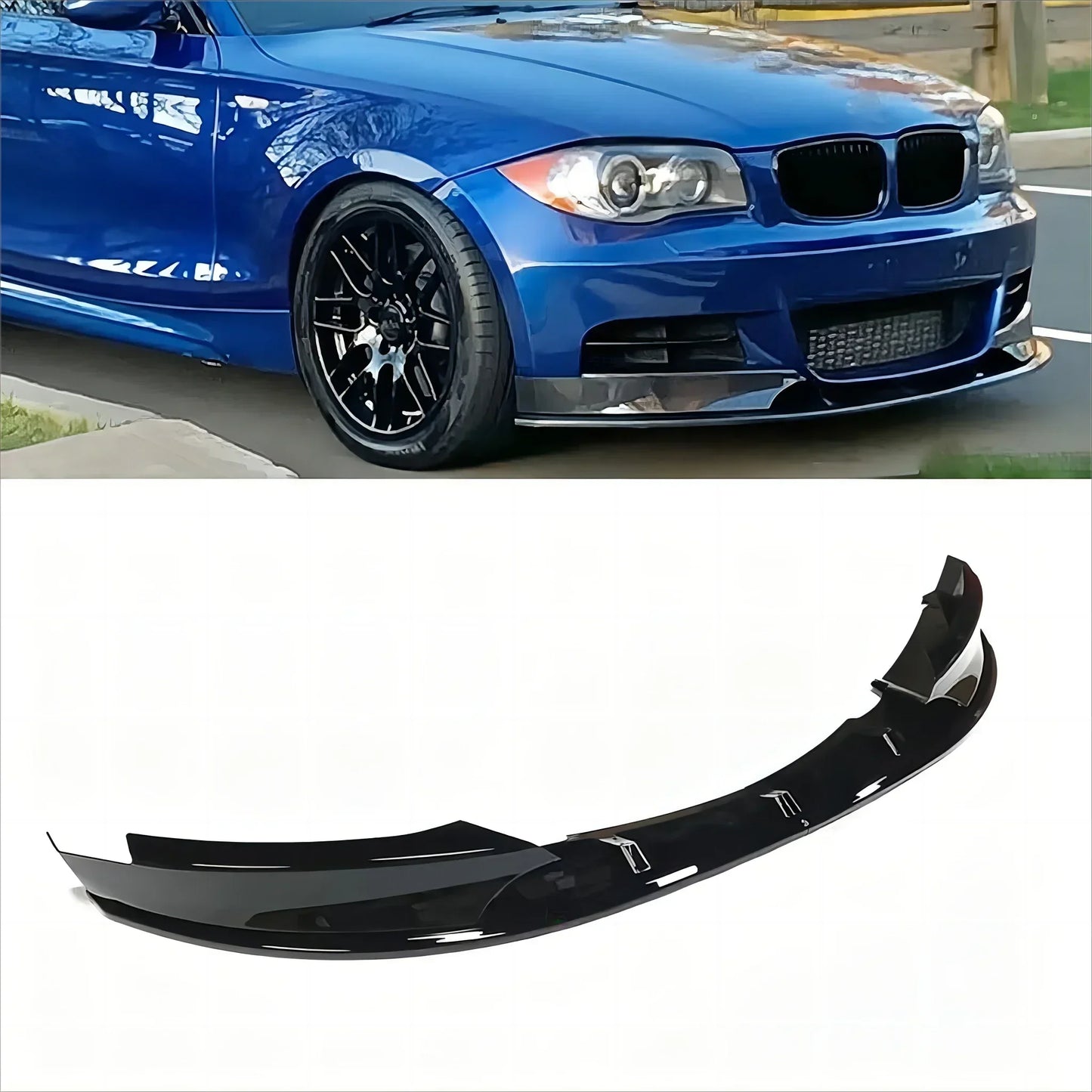 4Pcs Front Bumper Diffuser Spoiler Splitter ABS Gloss Black For BMW E82 E88 128i 135i M Sport 2007-2013 Body Kits Tuning