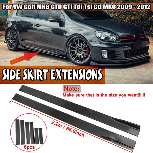 Black/Carbon Car Side Skirt Extension Splitter For VW Golf MK5 MK6 GTD GTI TDI TSI GTI MK7 CC For Passat Body Kit