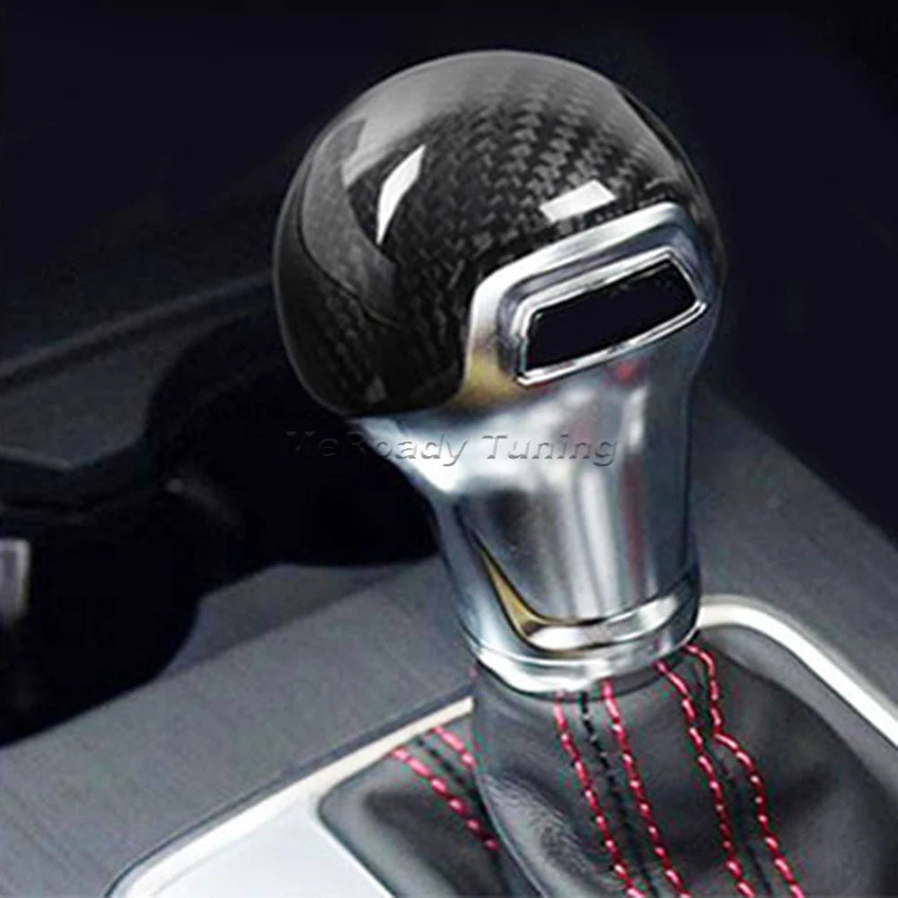 Real Carbon Fiber Car Gear Stick Shift Knob Handle Lever Head Trim Cover Sticker for Audi A3 S3 TT Q2 2014 2015 2016 2017 2018