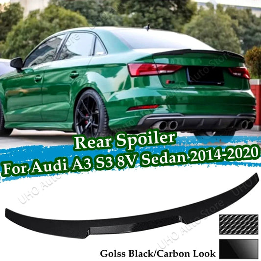 Trunk Spoiler For Audi A3 Sedan S3 8V 2014-2020 Car Lip Spoiler Rear Tail Boot Wing Decoration ABS Carbon Fiber Look Color