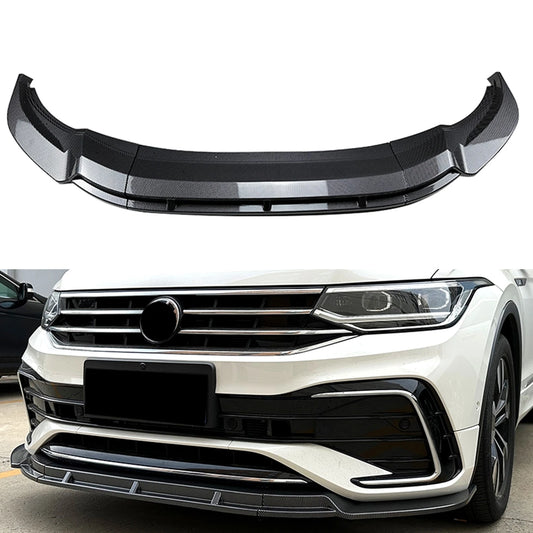 Volkswagen VW Tiguan Rline 2021 2022 2023 Front Bumper Spoiler Lip Gloss Black/Carbon Fiber Look Lower Splitter Lip Body Kit