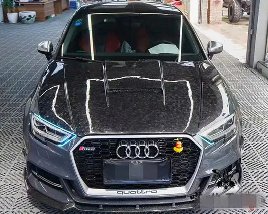 Real Forged Carbon Fiber Bonnet For Audi A3 S3 RS3 Sedan Hatchback 2013-2019 Front Engine Hood Vent Cover