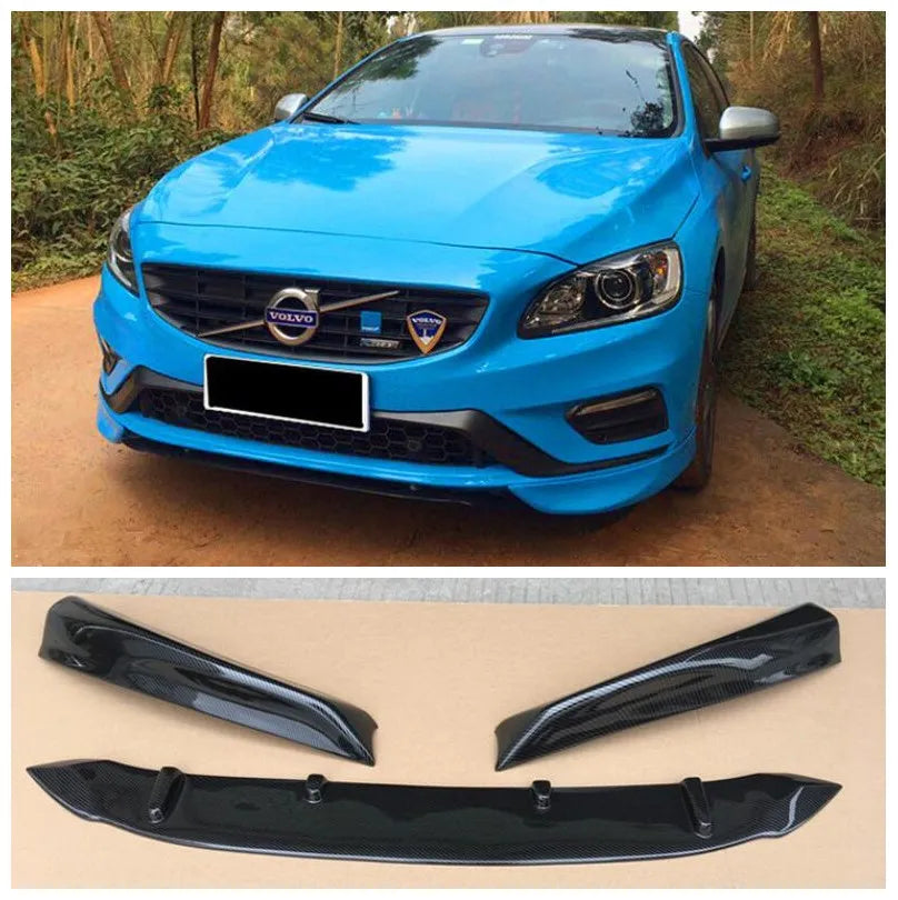 Volvo V60 S60 2014 2015 2016 2017 High Quality ABS Black & ABS Carbon Fiber Bumper Front Lip Splitters Diffuser Spoiler