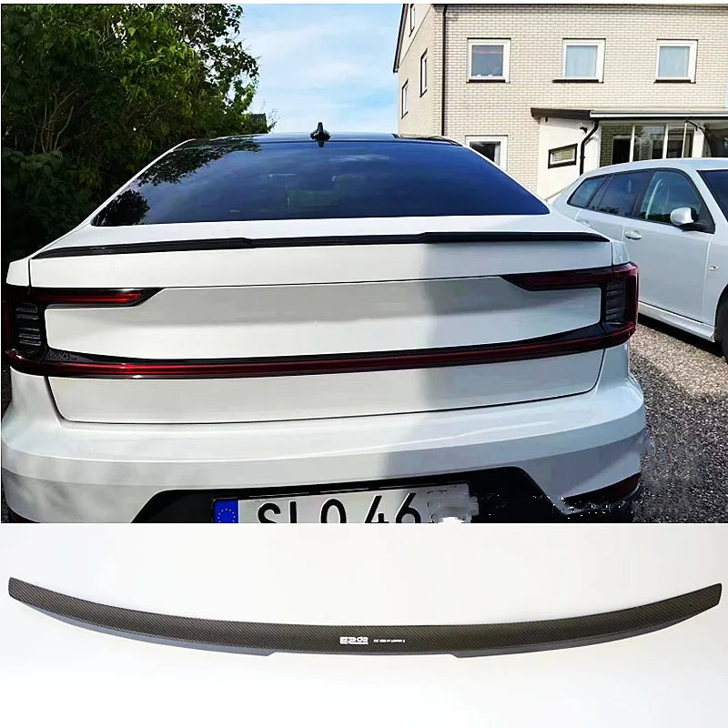 2020-2024 Volvo Polestar2 True carbon fiber Rear Trunk Lid Ducktail Lip Spoiler Wings Car Exterior Tuning Accessories Part