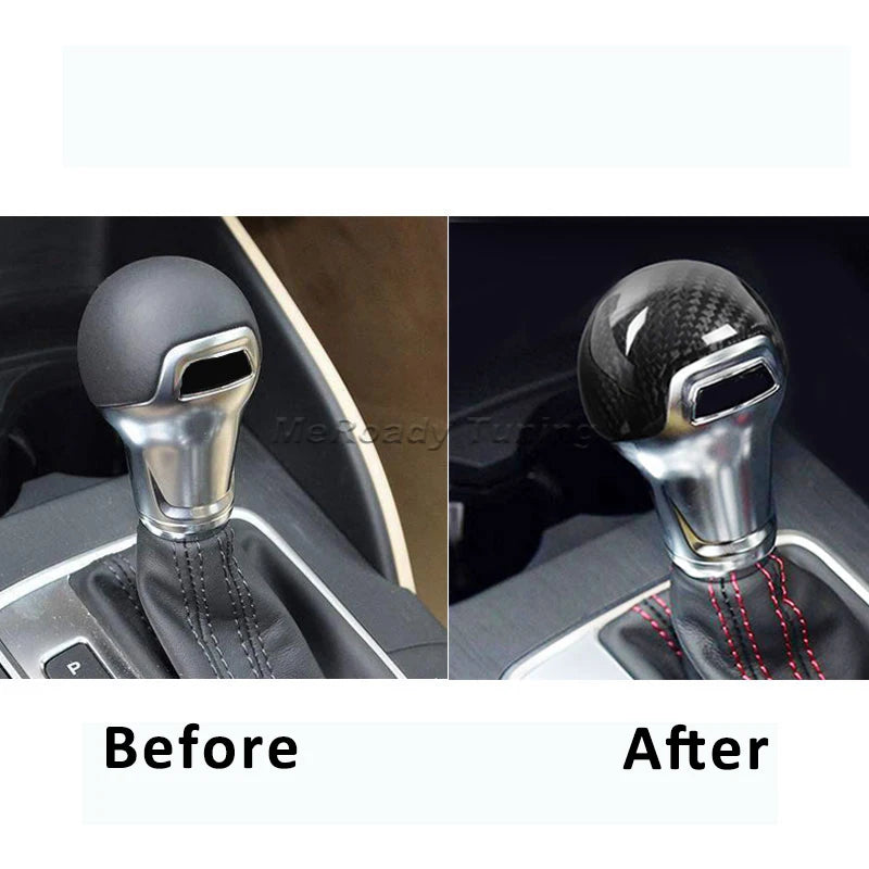 Real Carbon Fiber Car Gear Stick Shift Knob Handle Lever Head Trim Cover Sticker for Audi A3 S3 TT Q2 2014 2015 2016 2017 2018