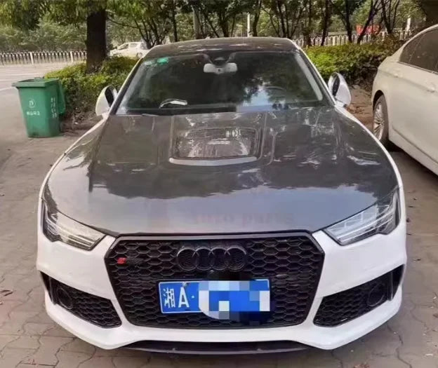 Audi C7 A6 S6 RS6 Sedan Allroad 2012-2018 IMP Real Carbon Fiber Bonnet Front Engine Transparent Hood Vent Cover